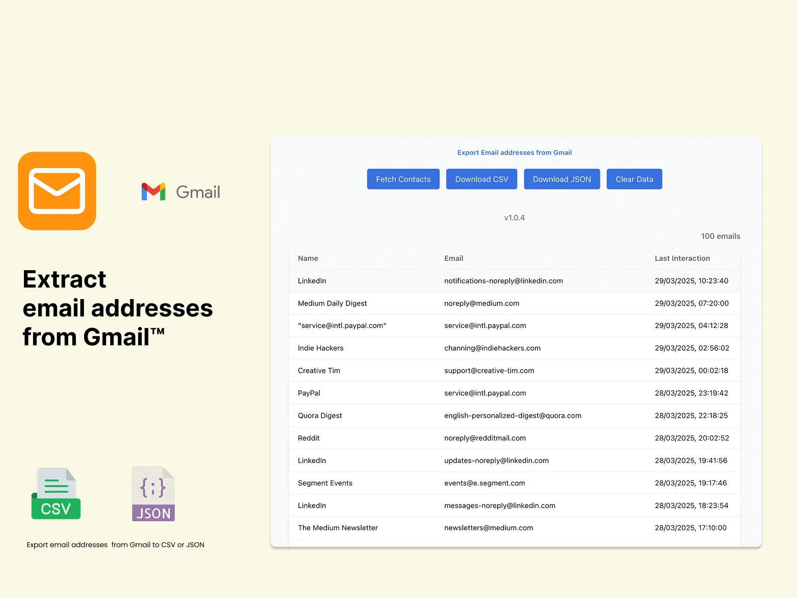 Easily Extract and Download email addresses from Gmail